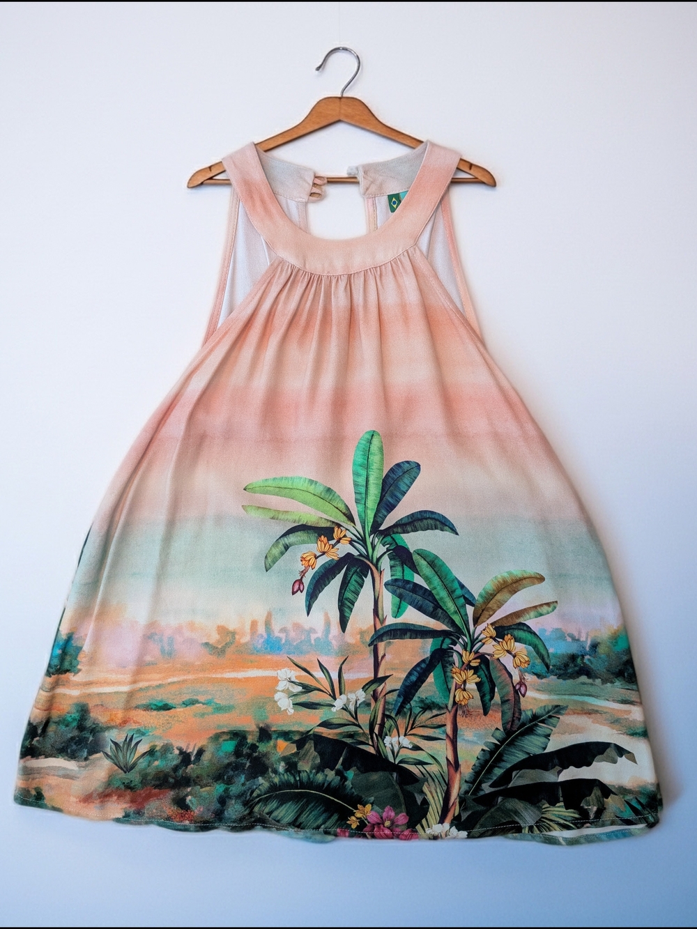 Farm Rio Tropical Print Sleeveless Top in Peach and Green - Not Available In US